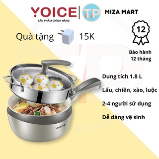 Nồi điện đa năng Yoice, chống dính, sử dụng để nấu lẩu, chiên, xào, luộc, INOX 304