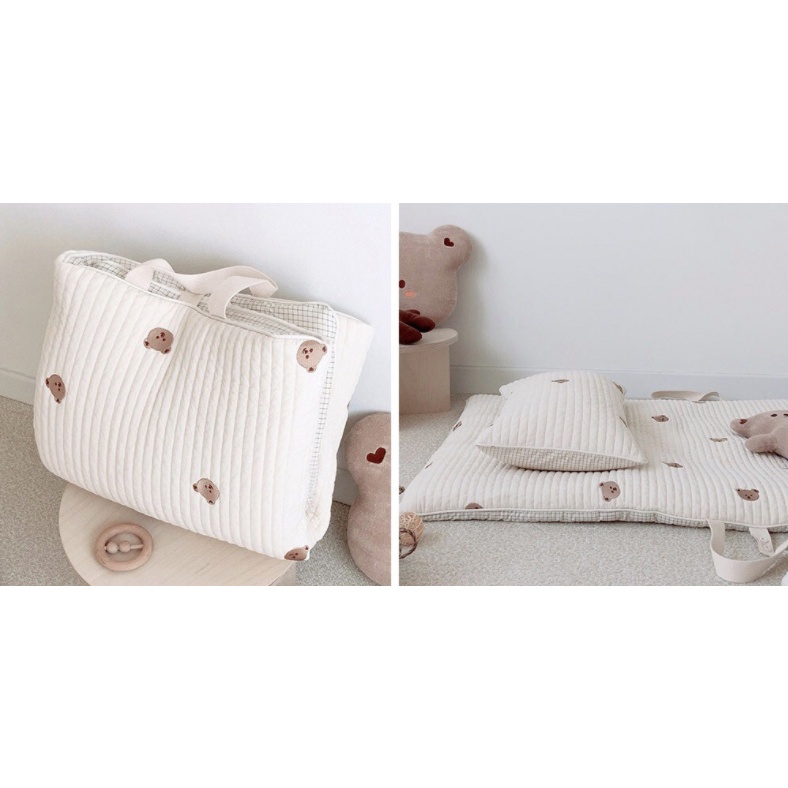 Nệm gối em bé bằng cotton thoáng khí họa tiết thêu xinh xắn