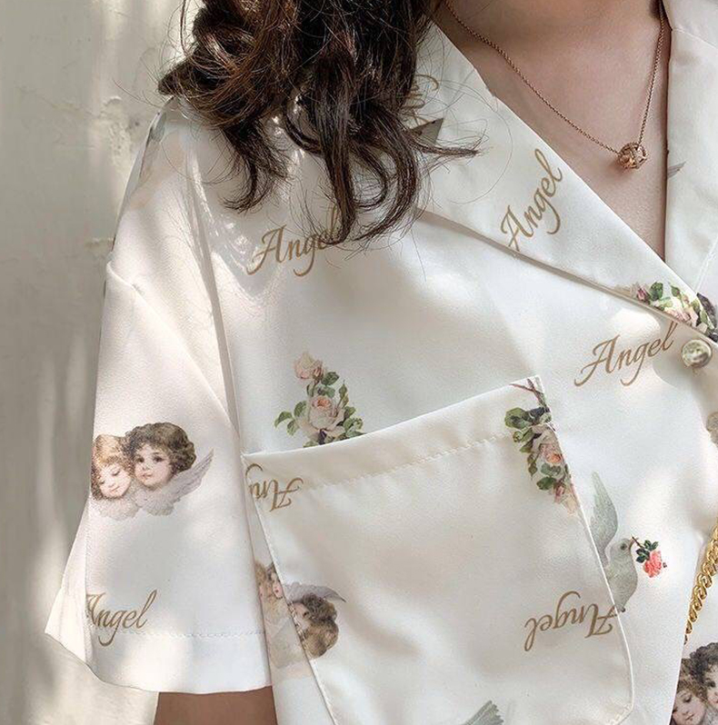 SUXI Áo vải chiffon tay ngắn cổ chữ V thời trang thanh lịch cho nữ