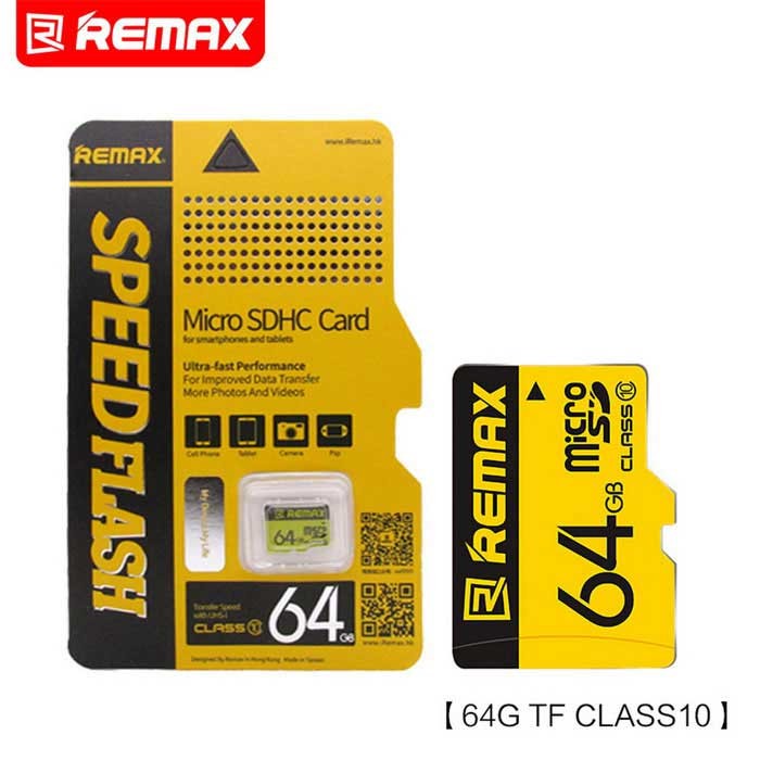THẺ NHỚ SDHC REMAX 64GB chuyên dụng cho Camera IP và điện thoại (CLASS 10, UHS-1) - Bảo hành 01 năm