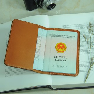 Ví da bọc hộ chiếu - Da bò nhập khẩu - Đồ da Handmade - Bìa sổ Mino Crafts VI736