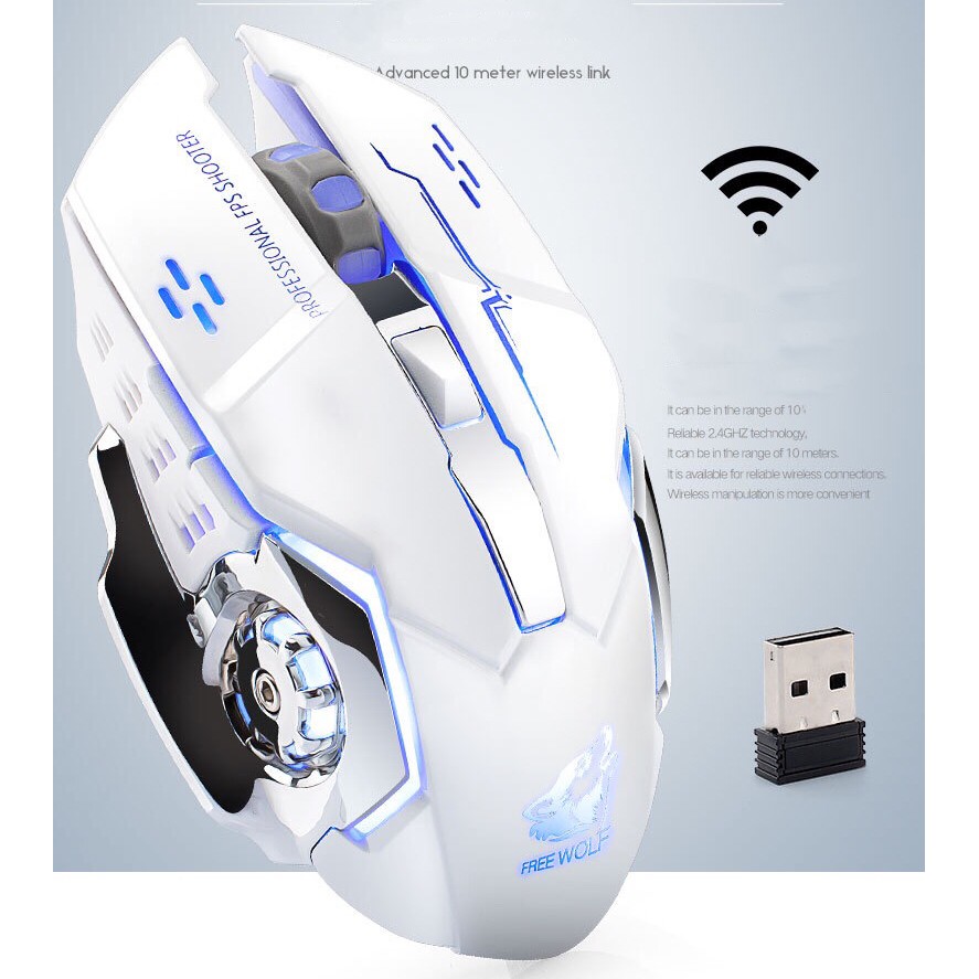 Chuột không dây chuyên GAME Wolf X8 PRO NÂNG CẤP Wireless 2.4GHz SIÊU NGẦU, Tự động đổi màu sắc | WebRaoVat - webraovat.net.vn