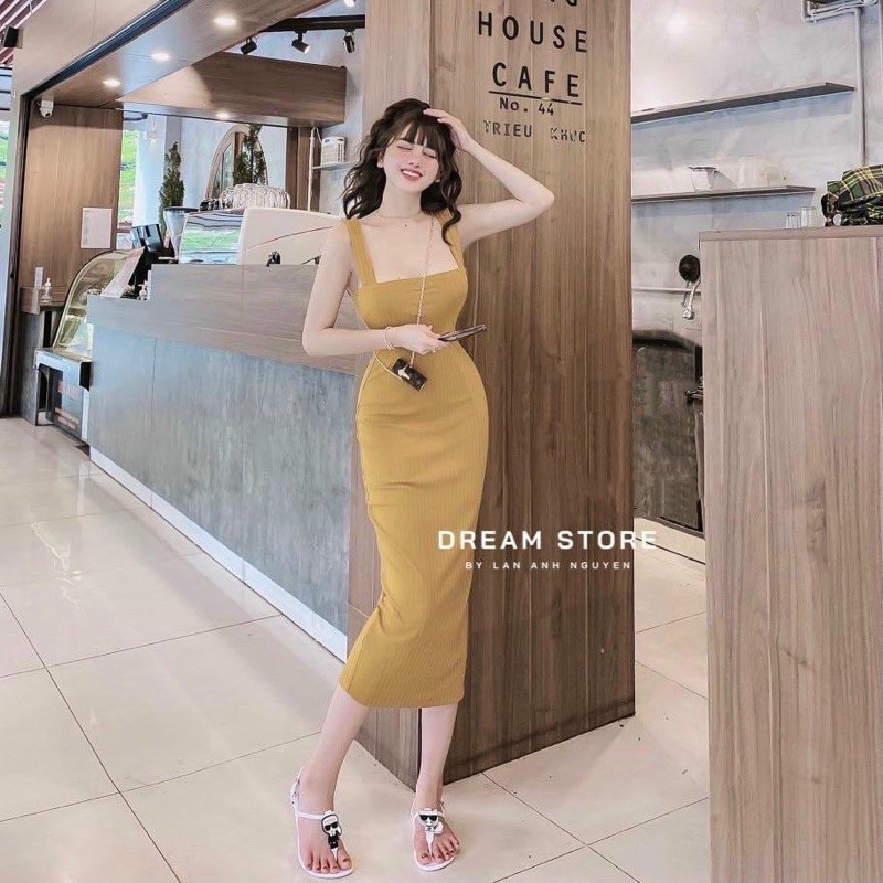 Đầm body 2 dây bảng to form dài, đầm maxi nữ tính - 25 Store