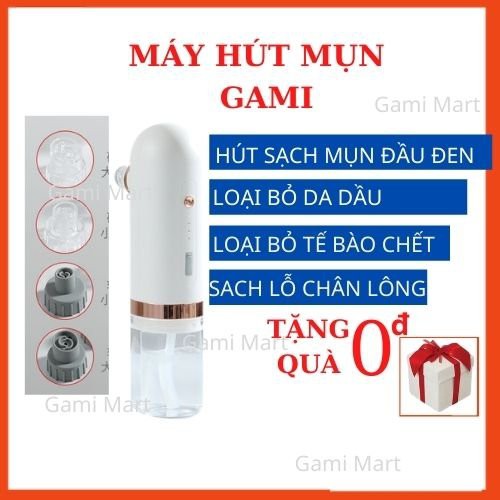[BH 6 THÁNG] Máy Hút Mụn Đầu Đen Mini Gami Bằng Nước Máy Chăm Sóc Da Mặt Làm Sạch Lỗ Chân Lông Da Dầu 4 Đầu Hút