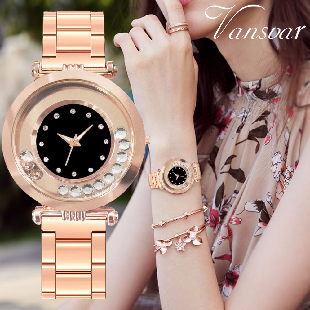 Đồng hồ quartz nữ đính hột xoàn dây thép với dây chất liệu thép không gỉ sang trọng