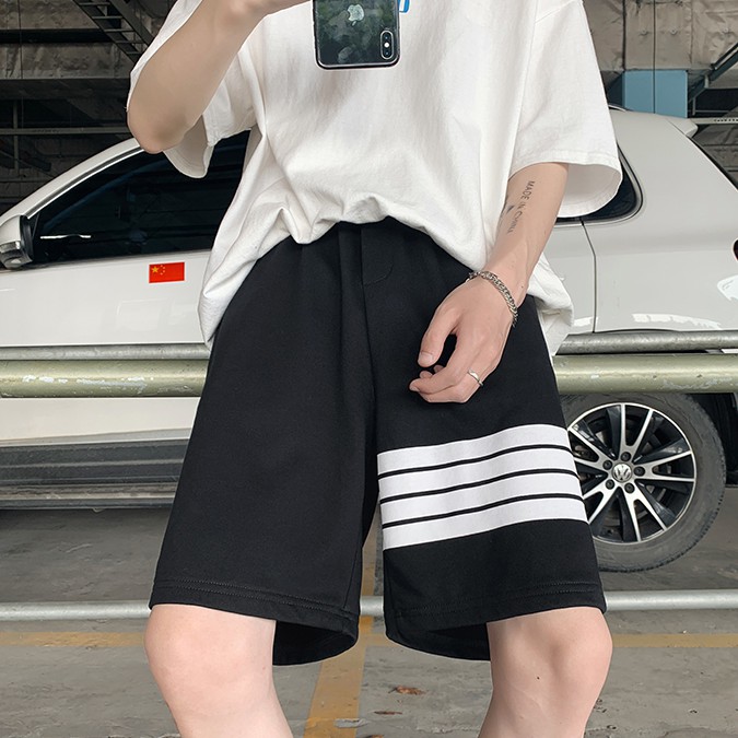 [HangF2] Quần Short/sooc Nam Nữ QS-12 Outfits Unisex Ống Rộng ,Sọc Ngang Thời Trang LEAFA Phong Cách Hàn Quốc