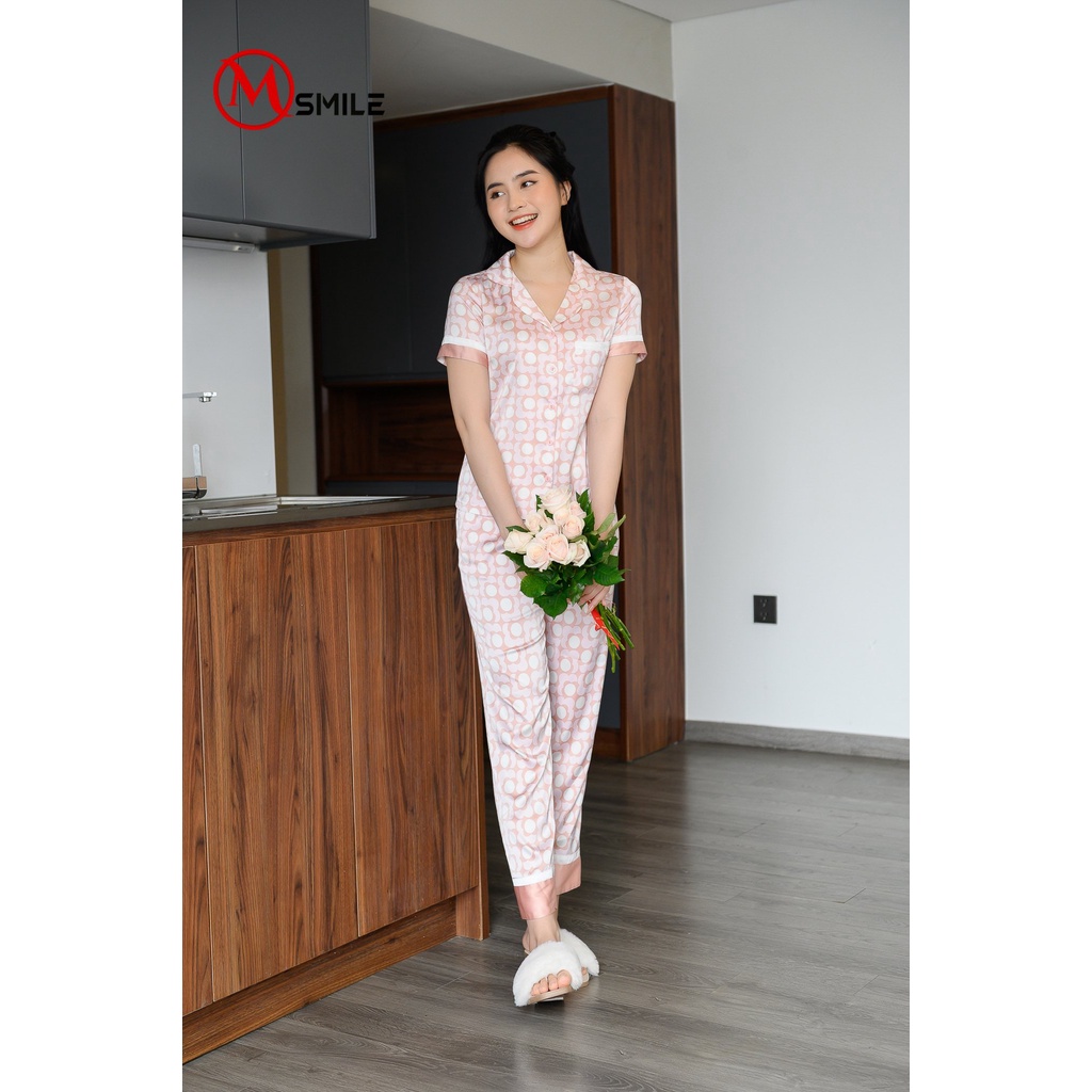Bộ mặc nhà Pijama Lụa quần dài MSmile BD097