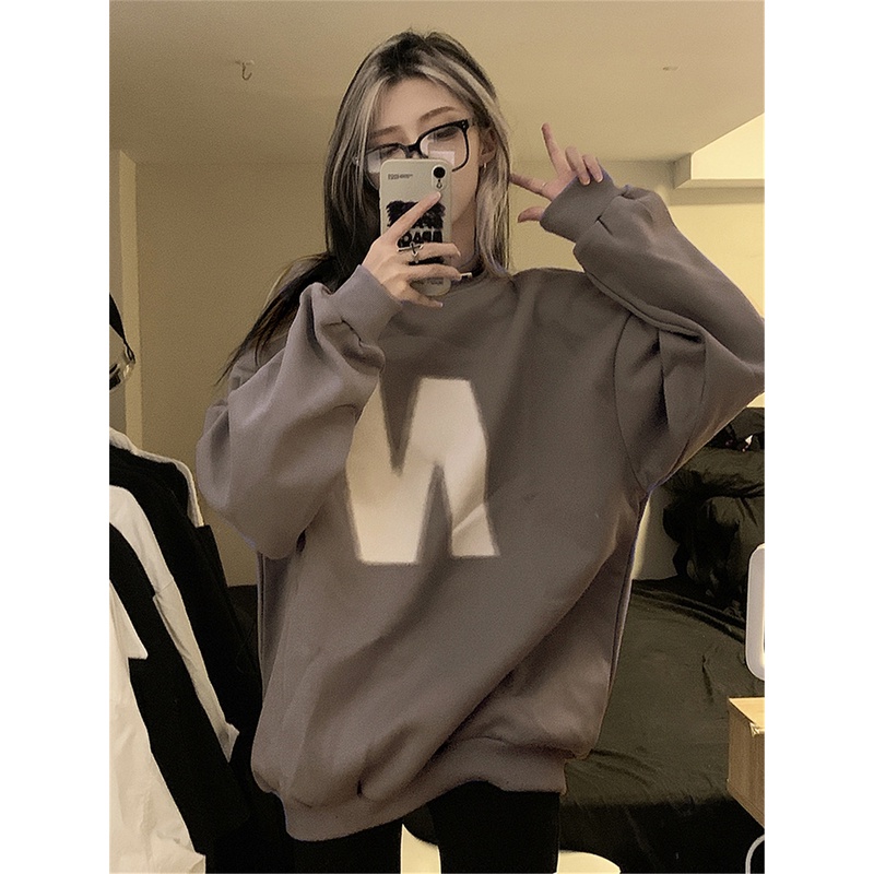 Áo sweater dáng rộng phong cách Mỹ thời trang dành cho nữ
