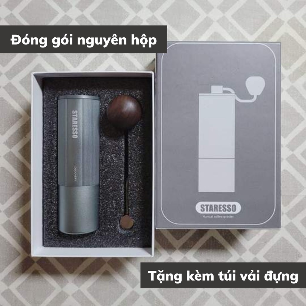 Máy Pha Cà Phê Mini Cối Xay Staresso Cafe rang xay pha Espresso du lịch Lưỡi Dao Titanium Chính Hãng Bảo Hành 12 Tháng