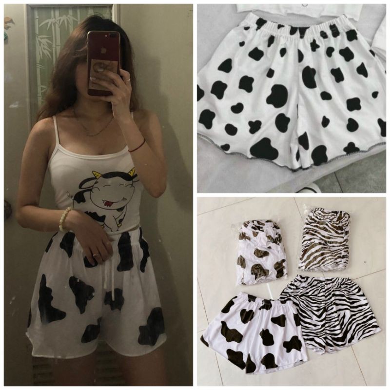 [freeship] bộ nữ bò sữa Croptop quần đùi bò sữa❤️set quần áo bò sữa ❤️bộ đồ mặc ở nhà.