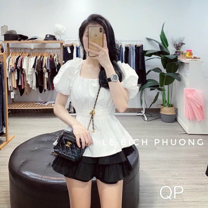 [Hàng Đẹp] Áo Tay Bồng Bèo Vai 3 Màu, Áo Nữ Chun Eo Tay Phồng Siêu Xinh Có Ảnh Thật Kèm Video