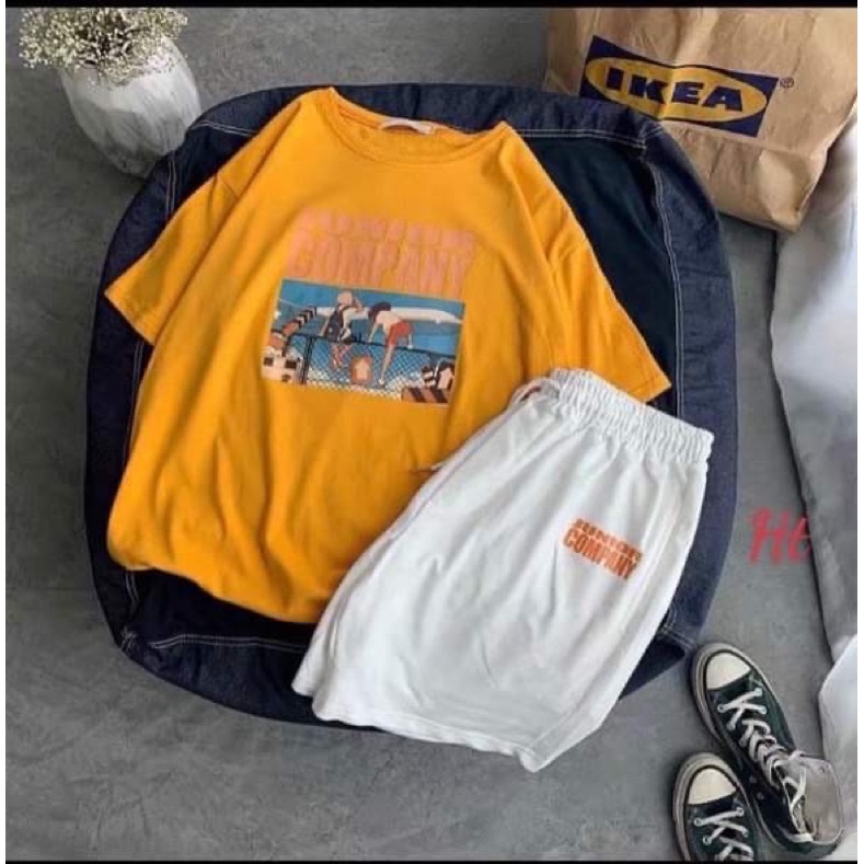 Sét áo COMPANY+quần đùi trắng HT11