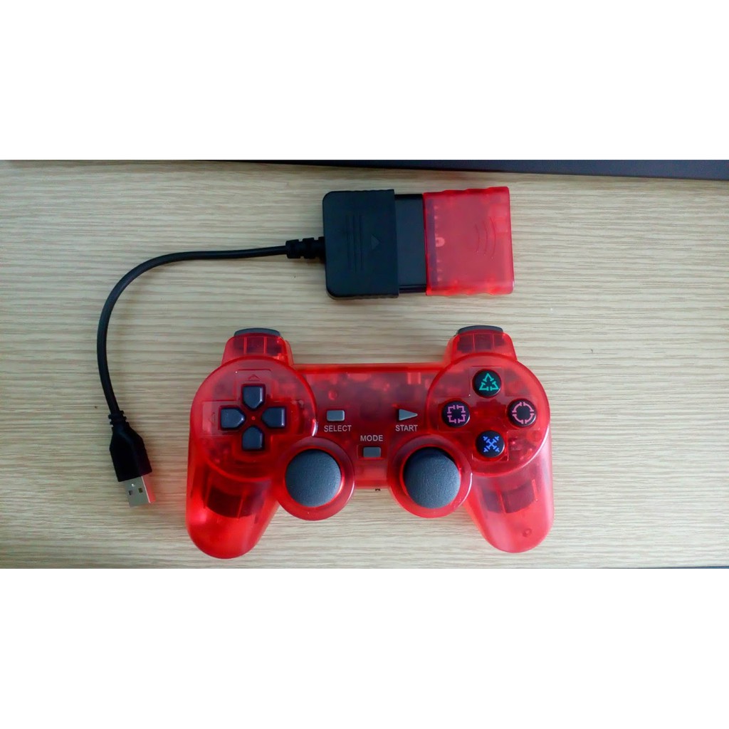 TAY CẦM GAME KHÔNG DÂY PS1 PS2 nhiều màu (tặng kèm cổng chuyễn đỗi sang cổng cắm USB)