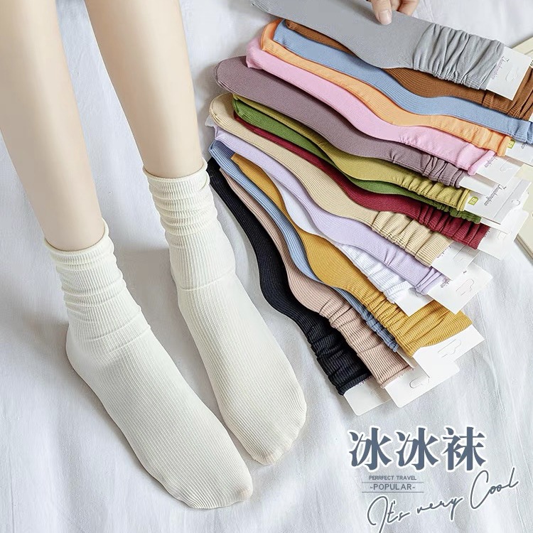 Tất nhún cao cổ gân tăm nhiều màu sắc