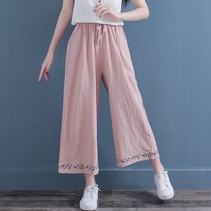 ☻ L O T U S ☻ Quần Ống Rộng Thêu Hoa Plus Size LFB0194