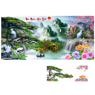 TRANH ĐÍNH ĐÁ Phong Cảnh Non Nước Hữu Tình VS182 (120x60) Chưa đính