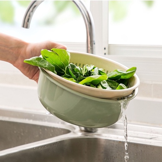 RỔ NHỰA 2 trong 1 - Rổ thông minh rửa rau hoa quả tiện ích 24*9cm chắc chắn