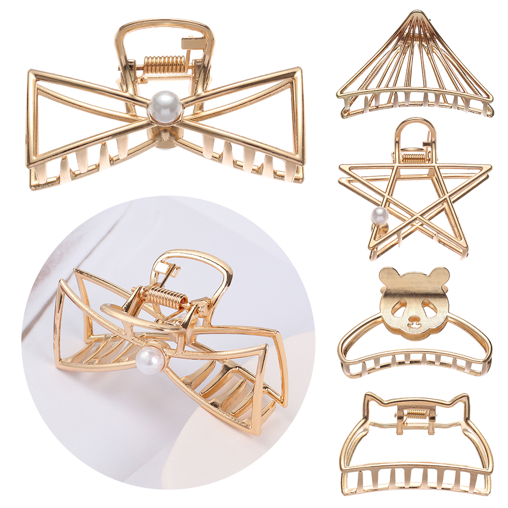 Kẹp tóc kim loại họa tiết hình học thời trang