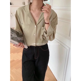 Áo sơ mi pijama lụa hai túi 91706 CHERRYCOCO
