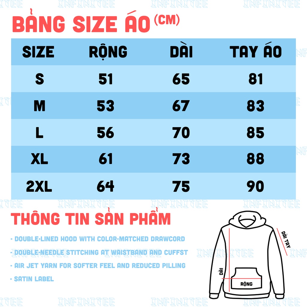 Áo Hoodies nỉ INFINITEE có mũ form rộng SFni0002