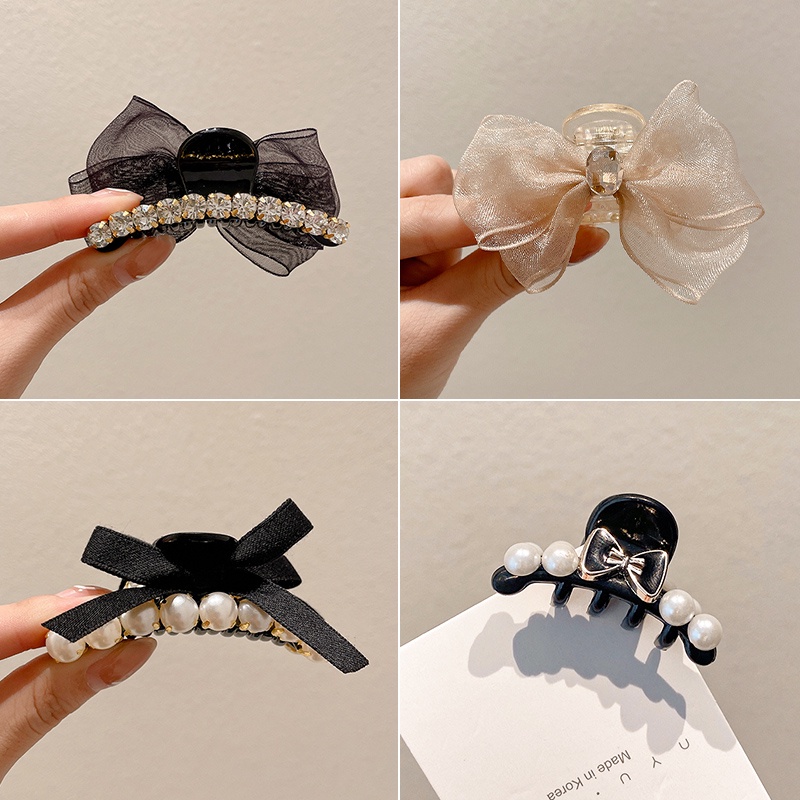 Kẹp Tóc Lưới Hình Nơ Đính Đá