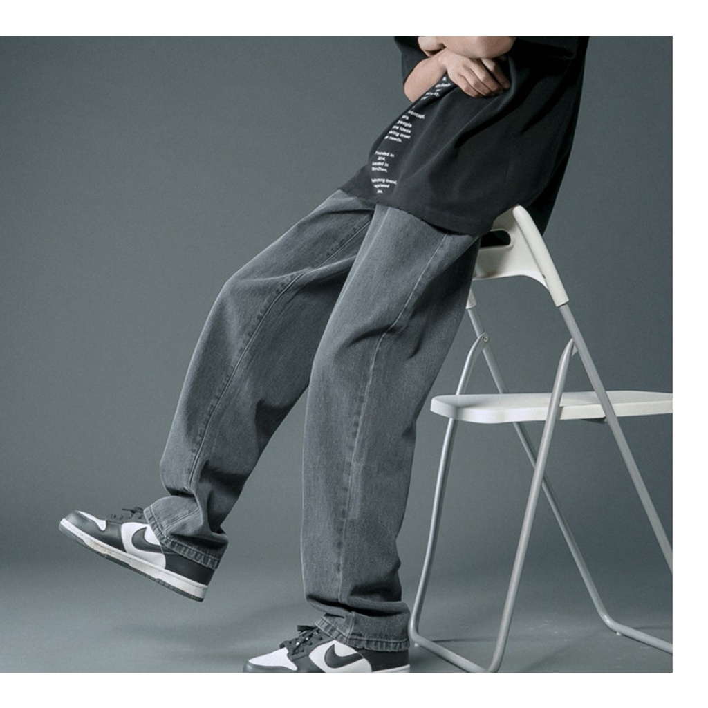S1 Quần jean Baggy nam, nữ ống suông, rộng- quan bò trơn phom rông | BigBuy360 - bigbuy360.vn