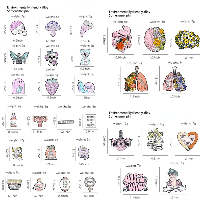 Ghim Cài Áo Hình Bộ Xương / Hoa / Bướm / Trái Tim Tráng Men Xinh Xắn Cho Bé