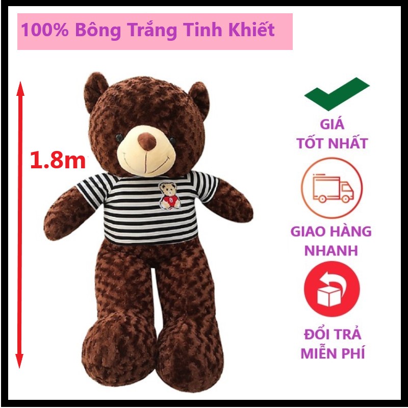 Gấu bông Teddy siêu to, gối ôm thú nhồi bông khổng lồ - Quà tặng ý nghĩa cho bé