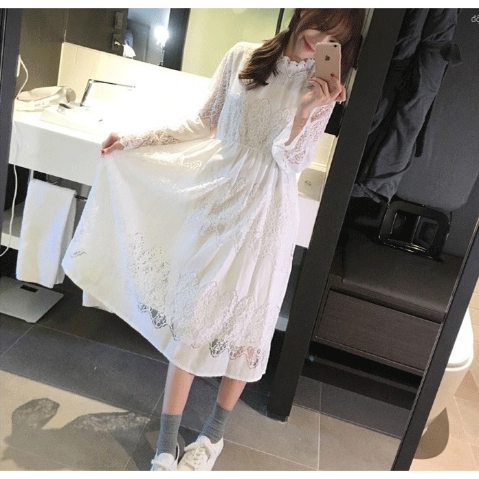 [ODER] [Ảnh Feaback phía sau] Set gile len váy trắng ren ulzzang cực xinh | BigBuy360 - bigbuy360.vn