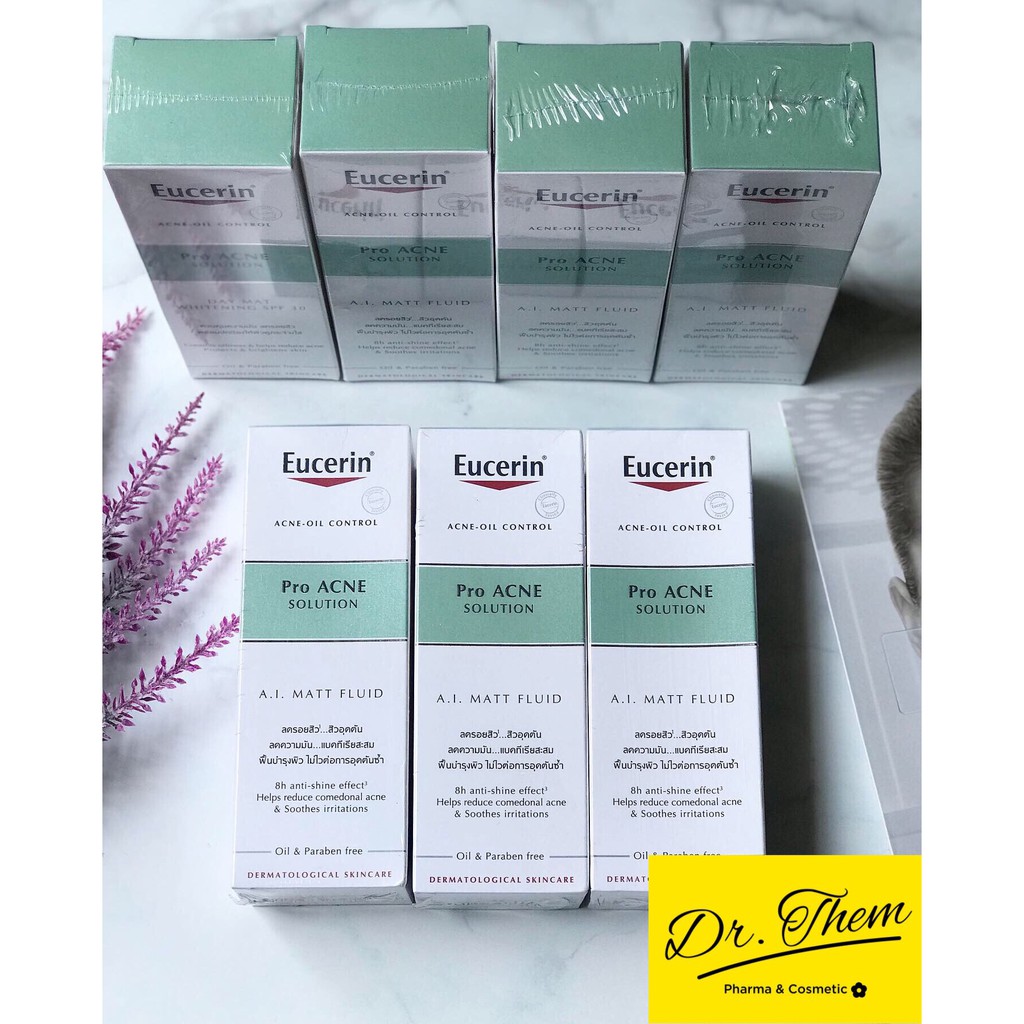 ✅Kem Dưỡng Ẩm, Kiểm Soát Nhờn Ngừa Mụn Eucerin Pro Acne Solution A.I Matt Fluid 50ml-ProAcne AI Mattifying. RSVN SP33