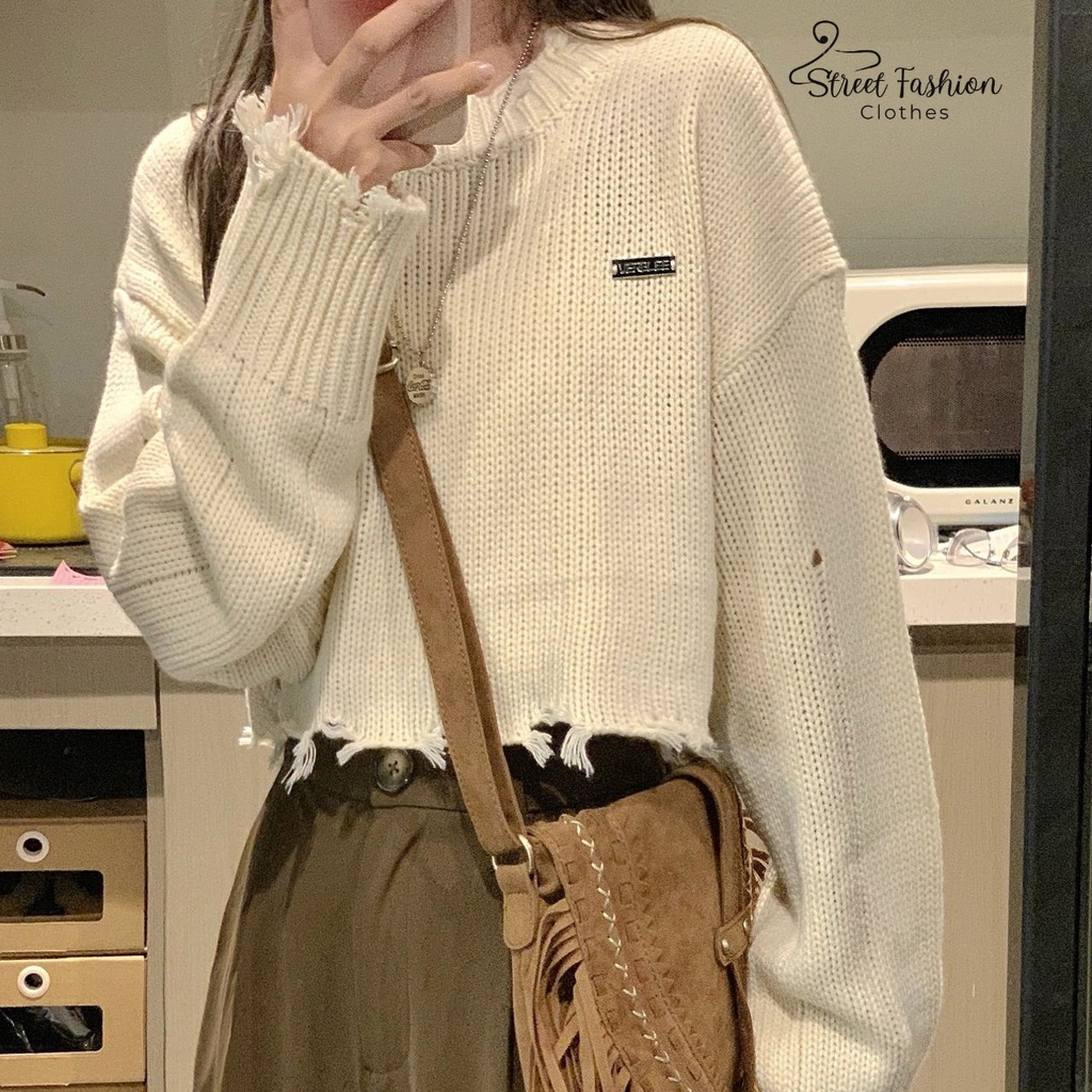 Áo len croptop thiết kê cách điệu, độc đáo phong cách trẻ trung, cá tính, năng động