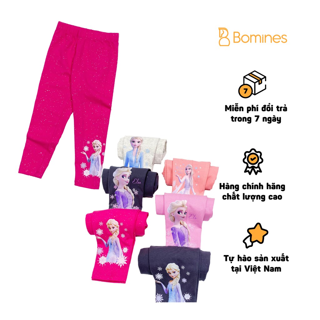 Quần dài legging bé gái Elsa thun cotton 4 chiều hãng BOMINES