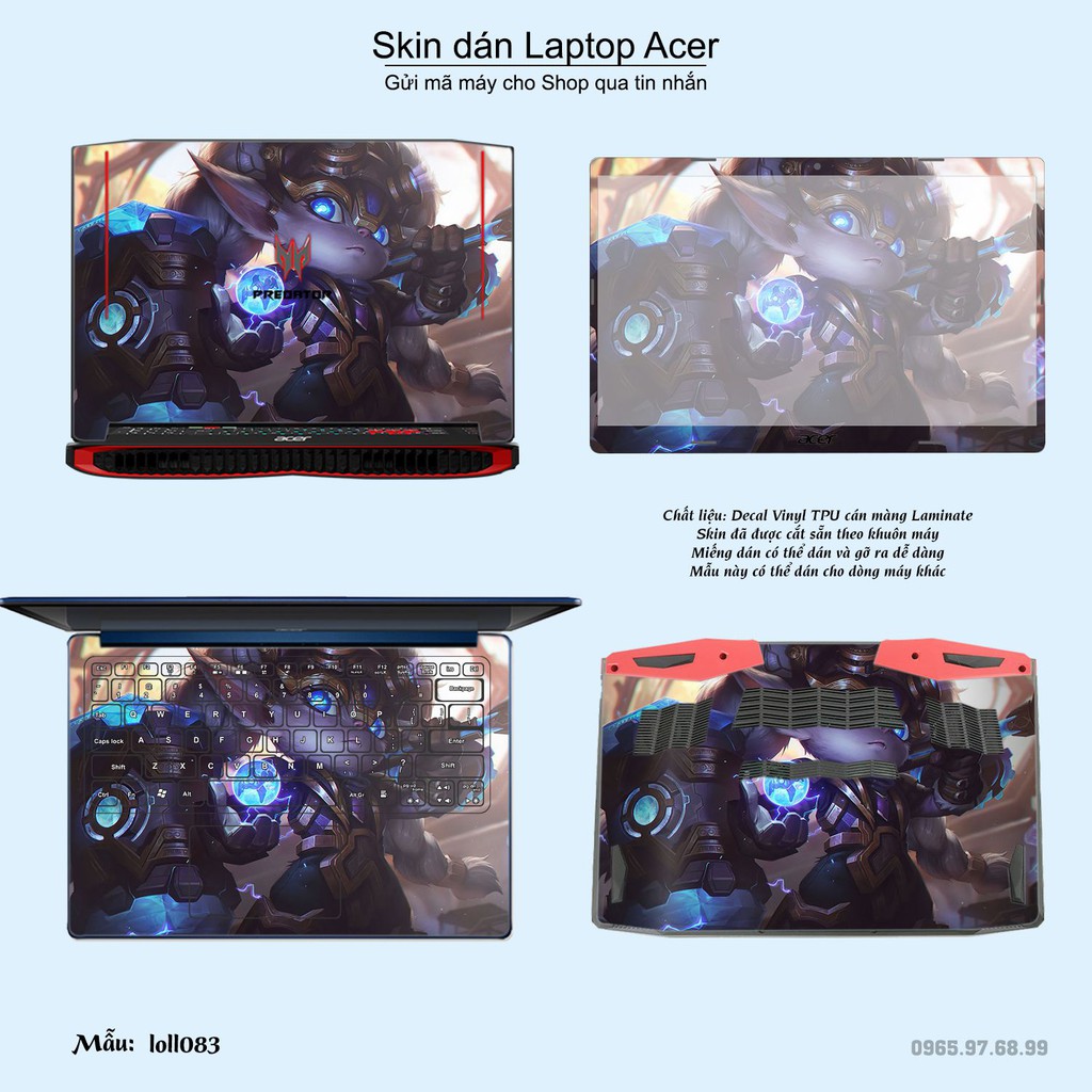 Skin dán Laptop Acer in hình Liên Minh Huyền Thoại nhiều mẫu 11 (inbox mã máy cho Shop)