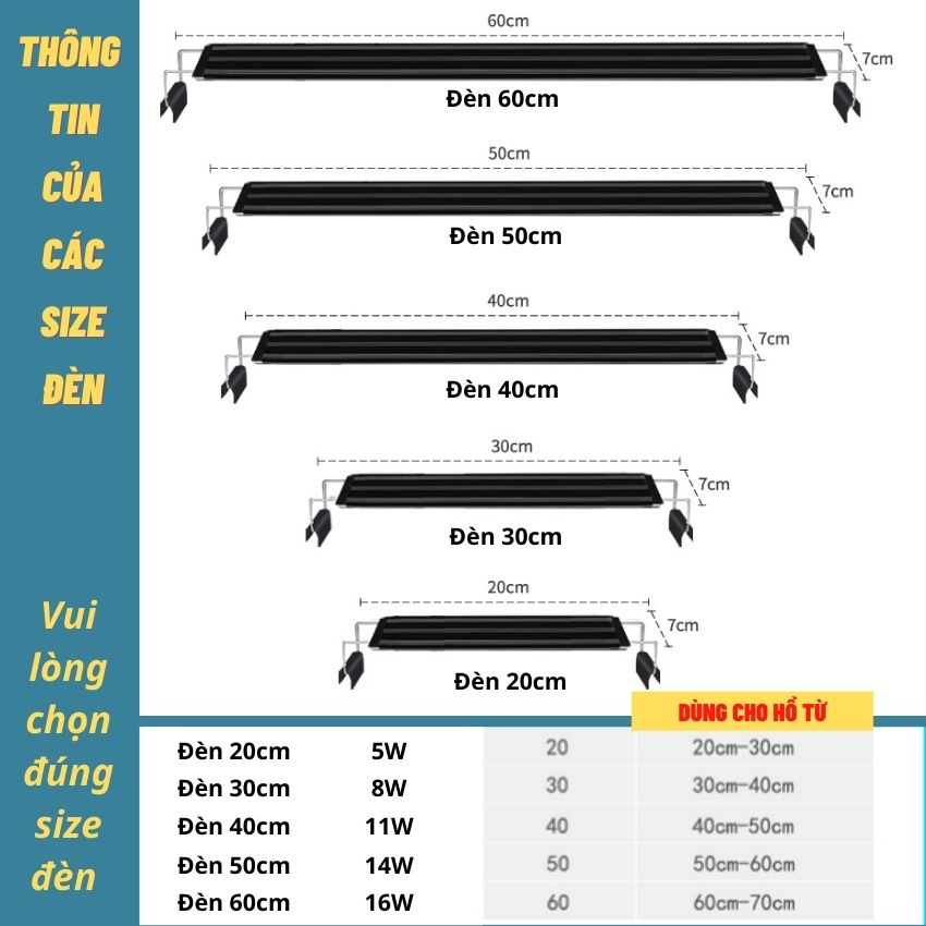 Đèn hồ cá ĐỔI MÀU 3 chế độ sáng cho bể cá cảnh, hồ cá thủy sinh từ 2090cm