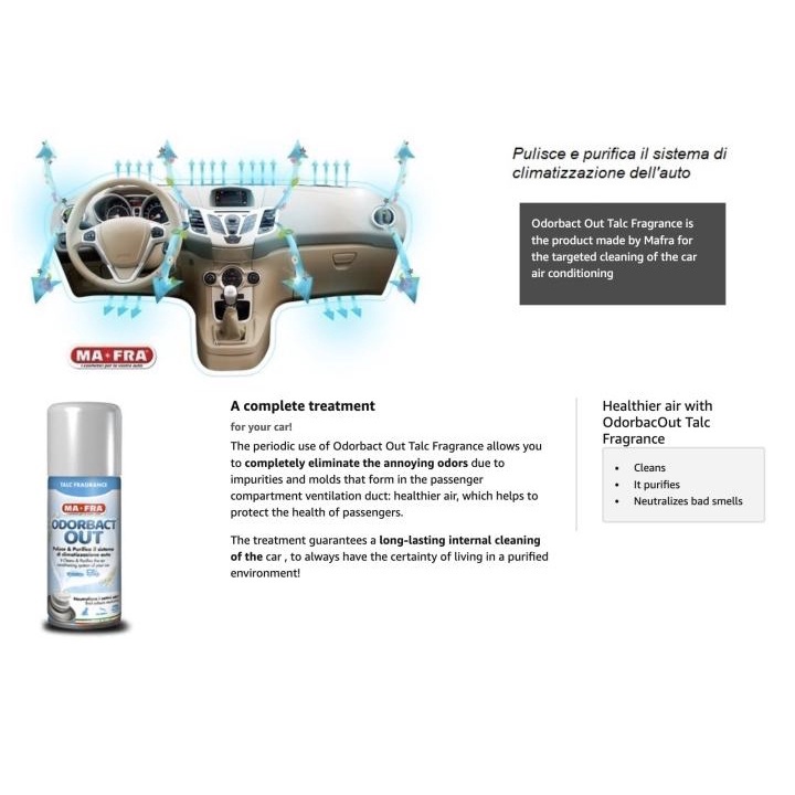 Khử mùi khử khuẩn nội thất ô tô Mafra Odorbact Out 150ml