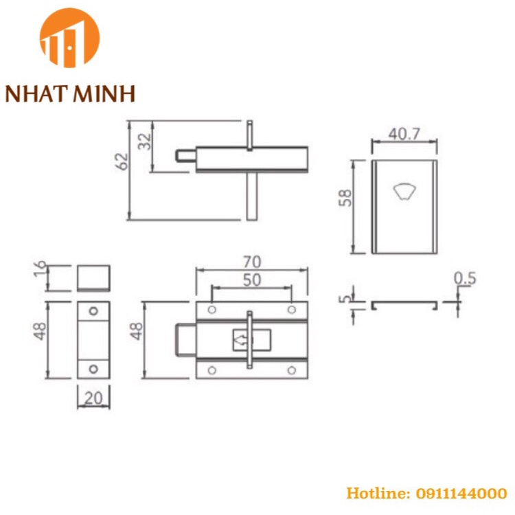 Chốt cửa nhà vệ sinh chính hãng Imundex