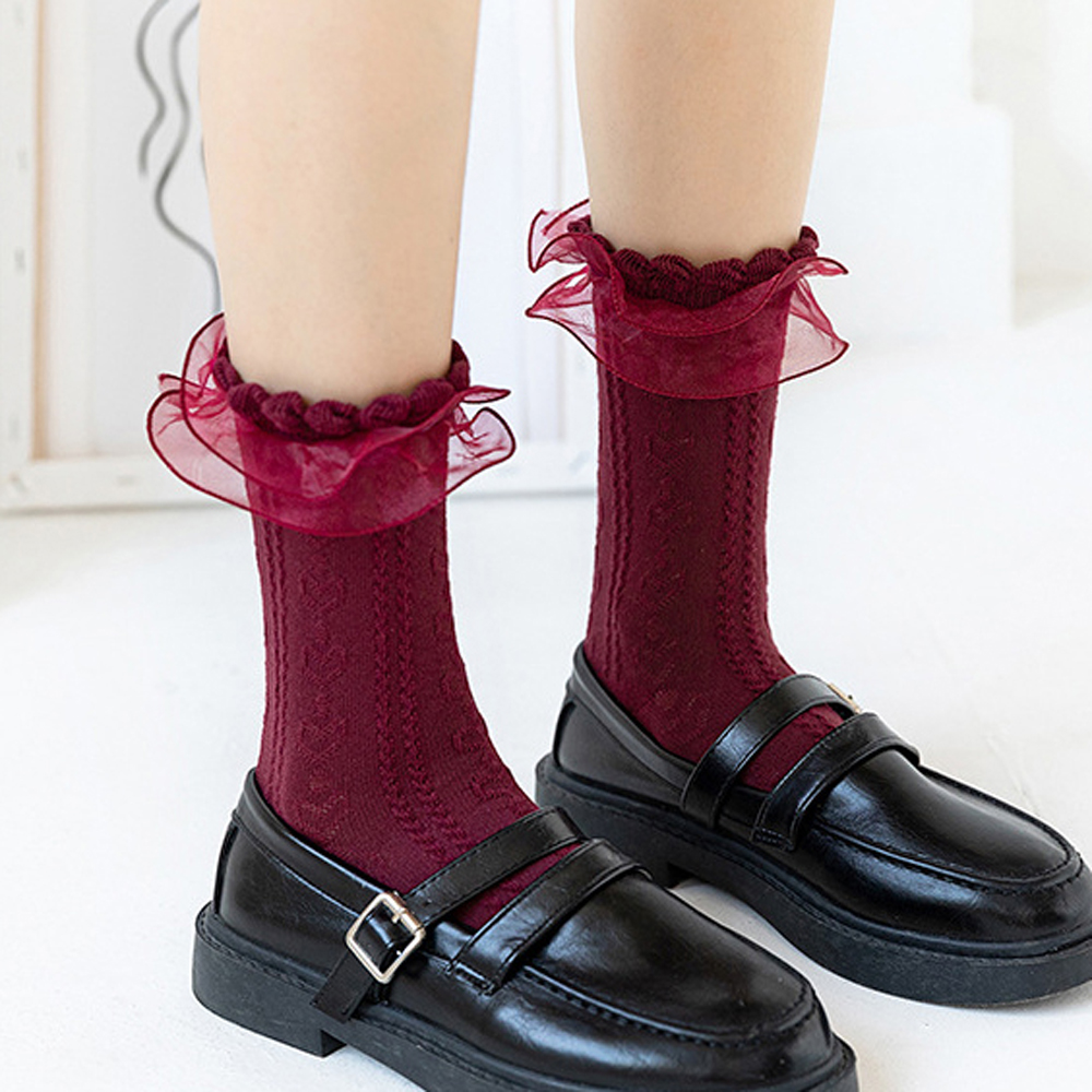 Tất Mềm Mại Phối Ren Phong Cách Vintage Đáng Yêu Cho Nữ