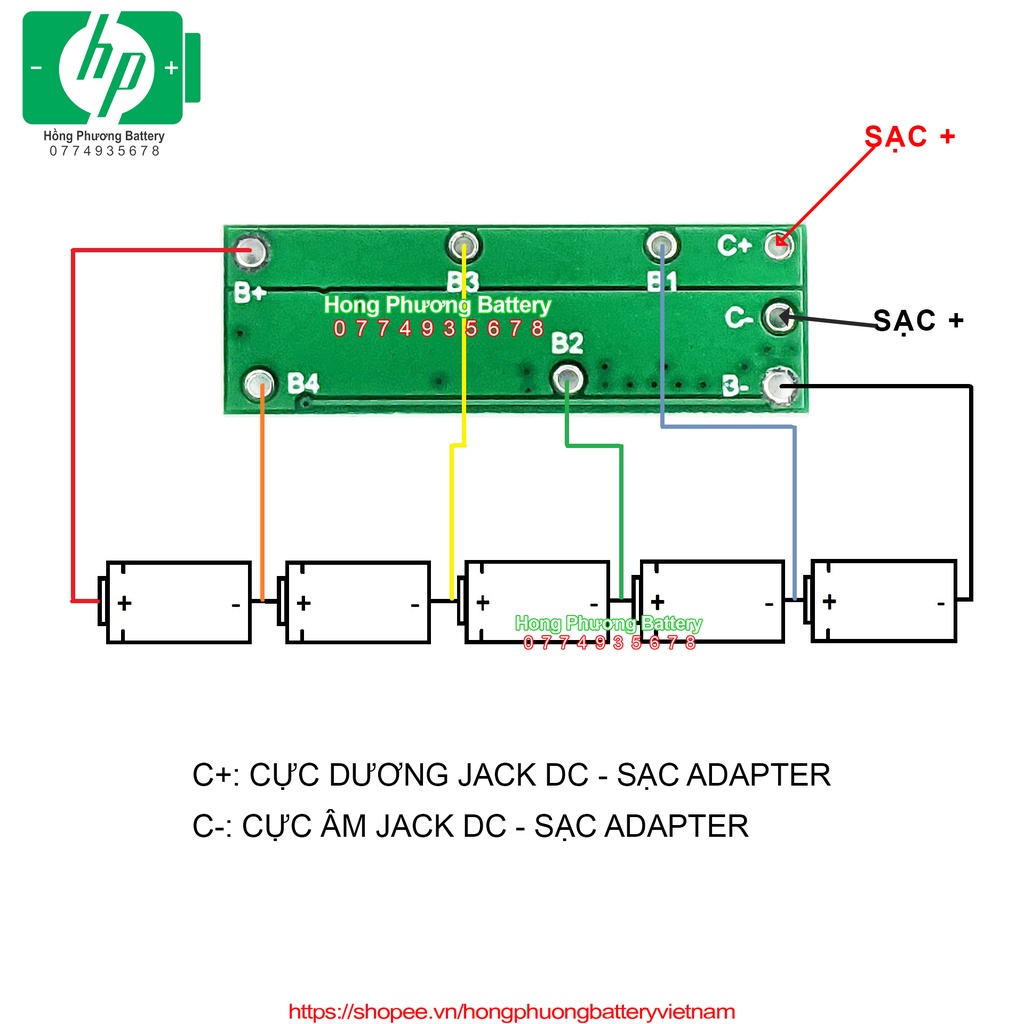 Mạch ghép 5s-18v siêu nhỏ kt 10x30mm