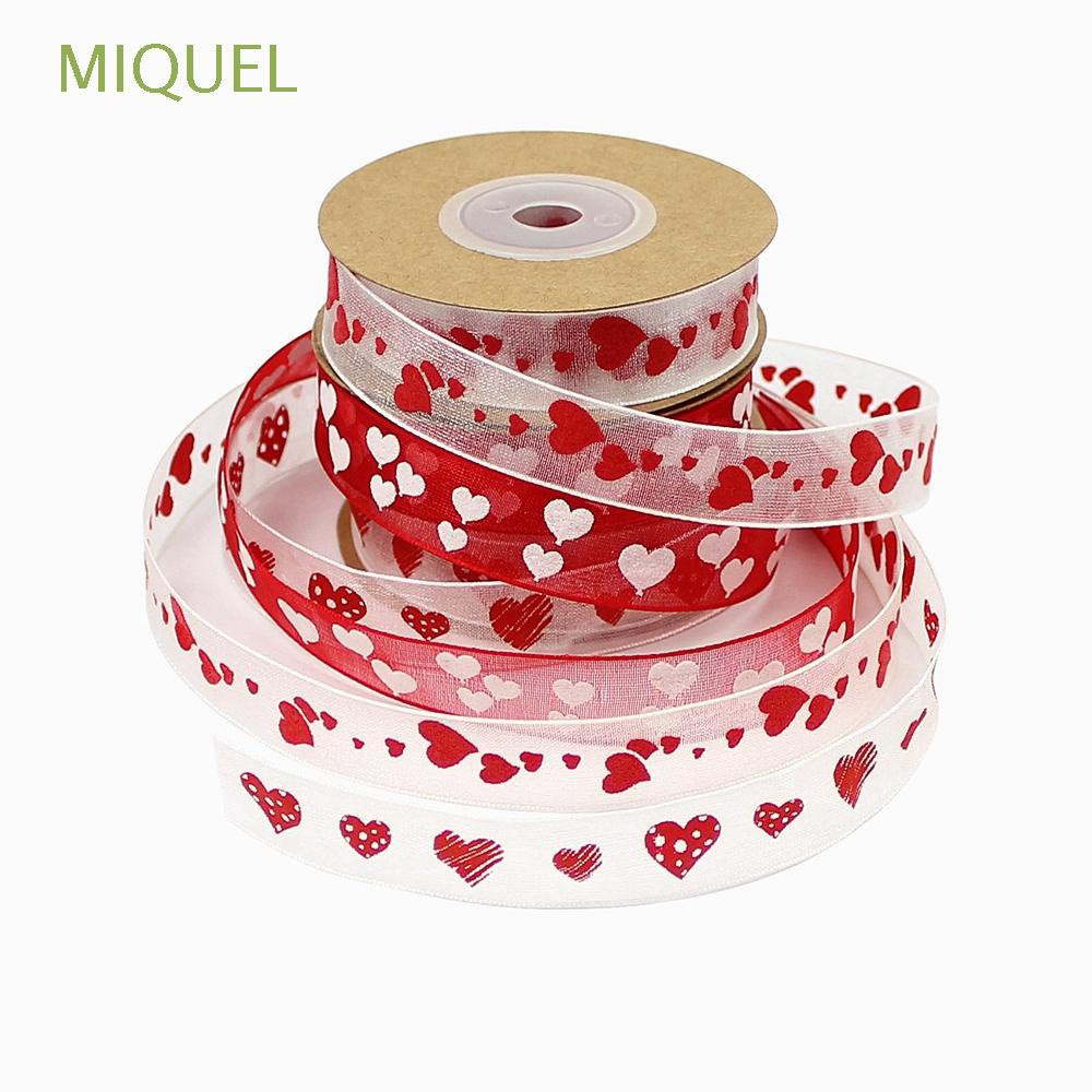 Cuộn Dây Ruy Băng Satin In Họa Tiết Trái Tim Dùng Trang Trí Hộp Quà Diy