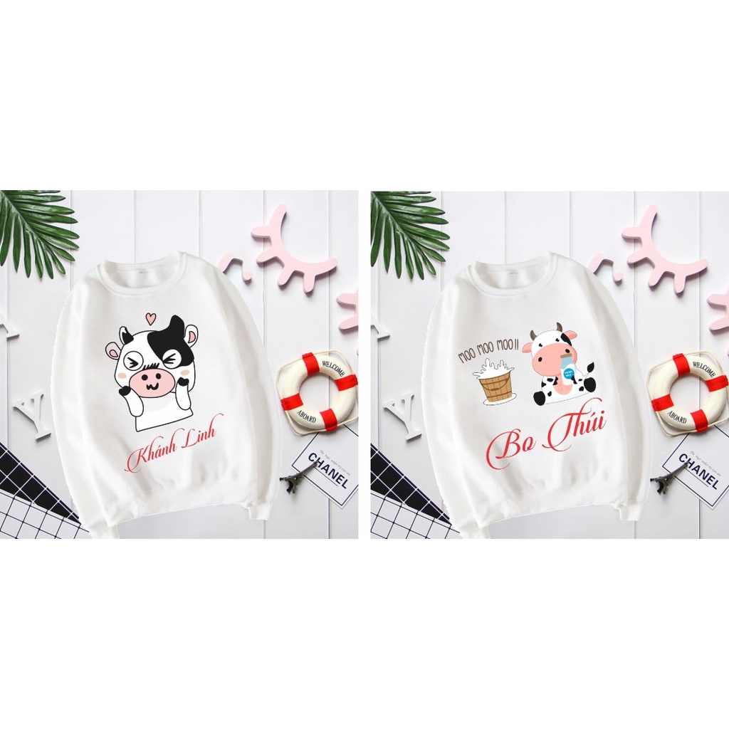 [SĨ] áo Sweater bò sữa+ TẶNG IN TÊN BÉ mặc đi học rất đẹp vải loại 1
