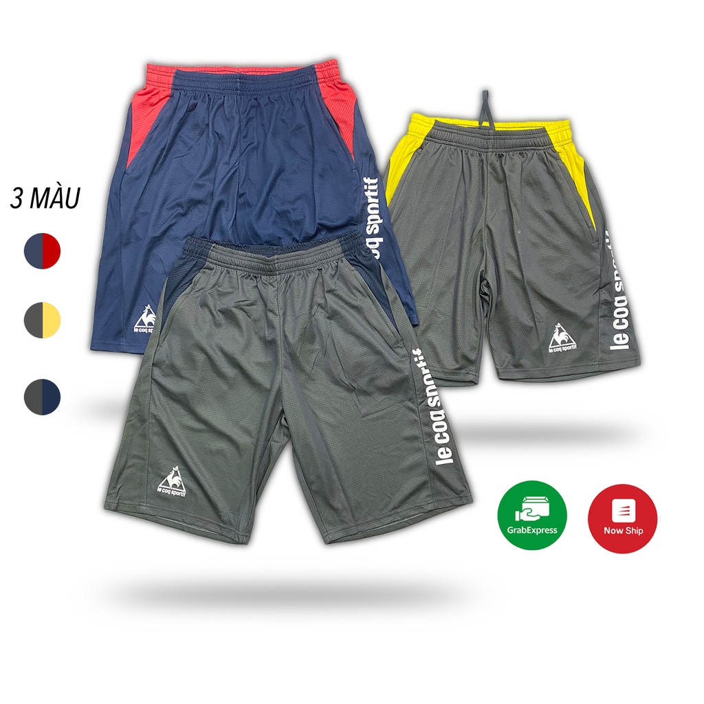 [Mã SKAMAP6 giảm 8% TỐI ĐA 50K đơn250K] Quần đùi nam thể thao in chữ Lecoq siêu nhẹ, có lỗ thoáng, có túi khoá