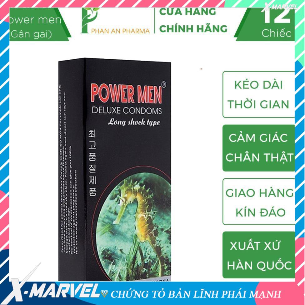 Bao Cao Su Power Men Long Shock Type Cá Ngựa Đen Gân Gai Kéo Dài Thời Gian (12pc) /điều hòa niềm vui