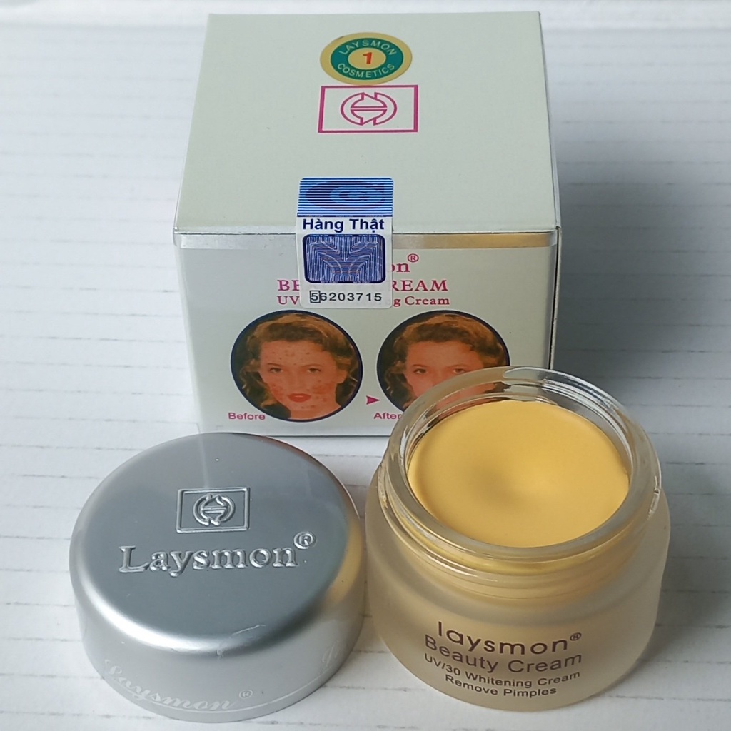 Kem Laysmon Beauty Cream 15g dưỡng trắng da (mụn trứng cá đen, tàn nhang, vết nám)