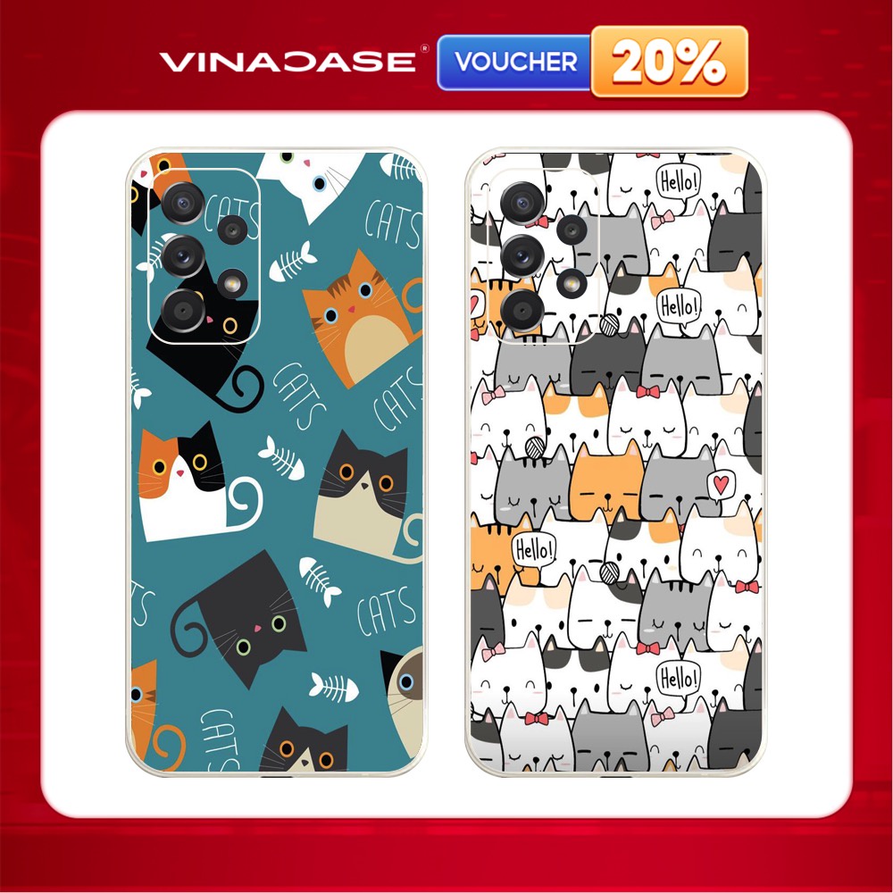 Ốp lưng Vina Case Samsung A10/A10S/A51/A32/A12/....dẻo cạnh vuông bảo vệ camera hình Cats
