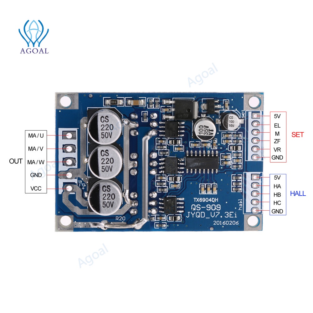 Bảng Mạch Điều Khiển Động Cơ Không Chổi Than 36v DC12v-36v 500w Chuyên Dụng Cho Xe Hơi