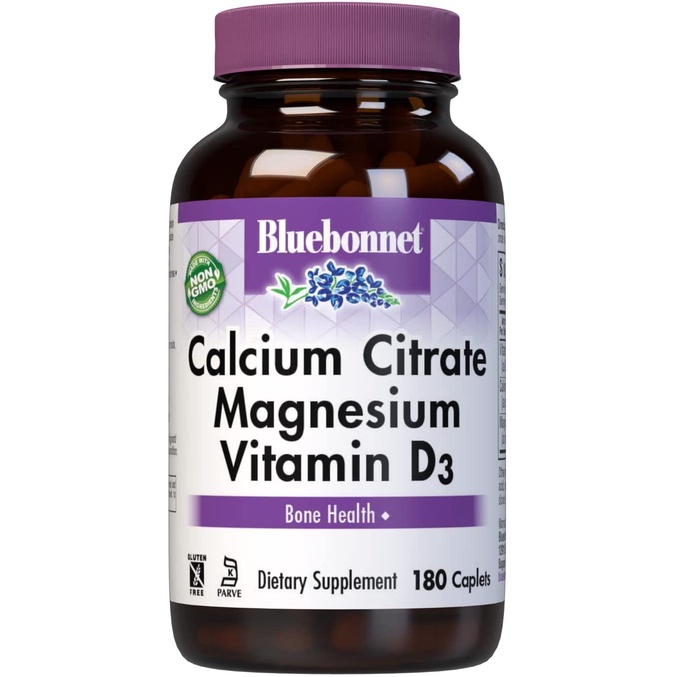 Tăng cơ bắp , Xương khớp chắc khỏe ,Bluebonnet Nutrition Calcium Citrate Magnesium Plus Vitamin D3 180 viên