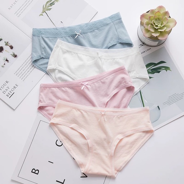 Quần Lót Nữ Cotton Trơn Basic Cạp Vừa Thấm Hút Mồ Hôi Co Giãn 4 Chiều Chống Hằn Viền Ôm Vòng 3 Kháng Khuẩn P026