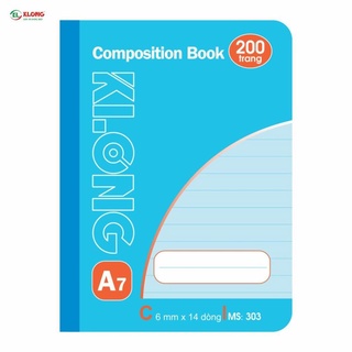 (Combo 5 cuốn) Sổ kẻ ngang may dán gáy Composin book KLONG A7 200tr ; MS: 303