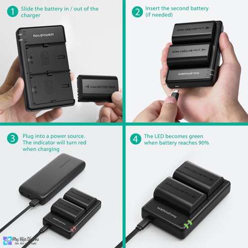 Bộ Pin + Sạc  FW50 RAVPOWER P-PB056  | Chính Hãng