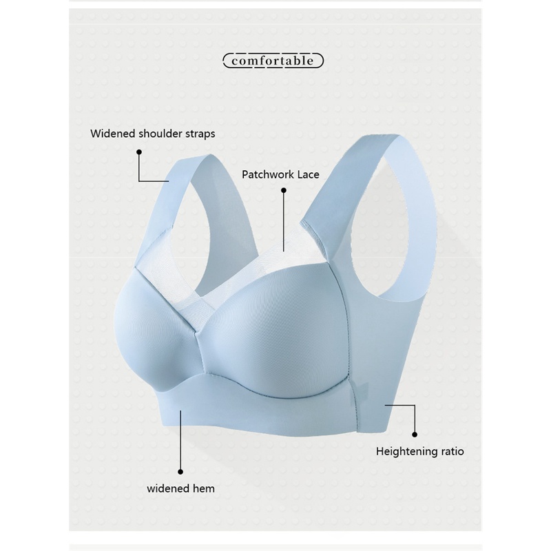 Finetoo L-3XL Áo Ngực Không Đường May Cổ Chữ V Khoét Sâu Màu Trơn Phối Ren Gợi Cảm Cho Nữ Cỡ L-3XL